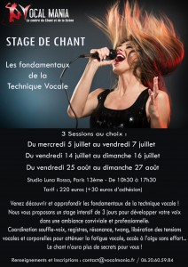 STAGE DE CHANT VOCAL MANIA