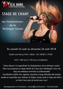 STAGE DE CHANT AOUT 2018